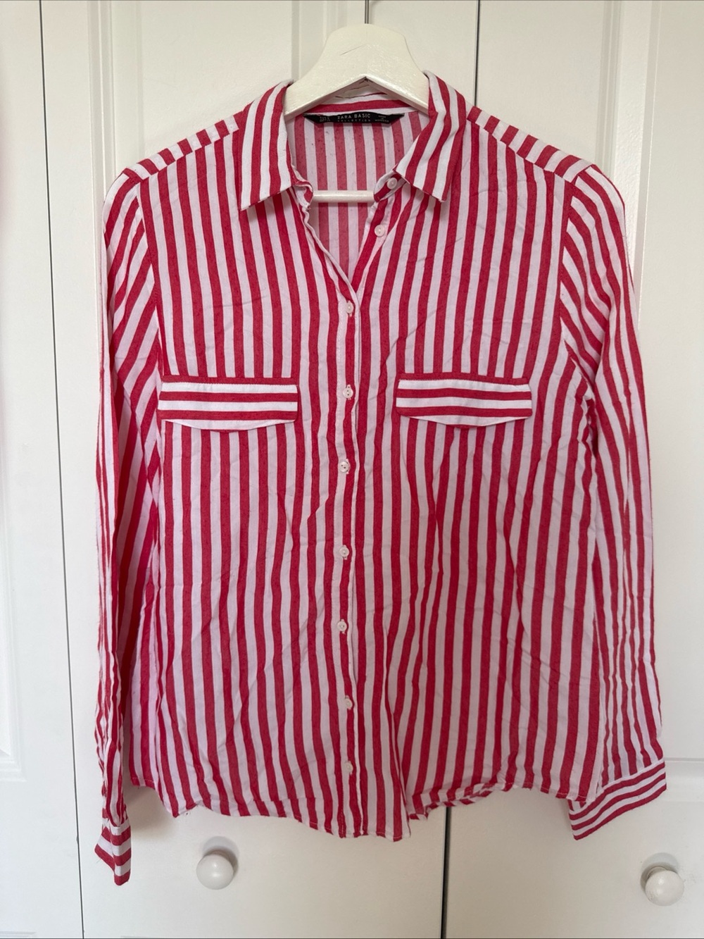 Zara Striped Longsleeve Blouse Size S Timeless Parisian Coastal Chic Summer